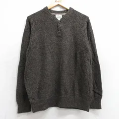 M/古着 エルエルビーン LLBEAN 長袖 セーター メンズ 00s 無地 ヘンリーネック 茶 ブラウン 25oct04 中古 ニット トップス