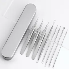 【迅速発送】MOCOXYKLXY 角栓ピンセット 精密ピンセット(8本セット) 先端は幅0.1mm 汎用型ピンセット角栓ピンセット 毛抜き 極細ピンセット ニキビ取り 黒ずみ取り 毛穴ケア専用 精密な作業が可能 角栓取り ピンセット キレイな毛穴を取り戻す 携