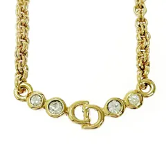 【中古】Christian Dior クリスチャンディオール GP ラインストーン CDロゴ ネックレス レディース ゴールド 445465 ネックレス