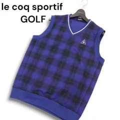 le coq sportif GOLF ルコック スポルティフ ゴルフ 秋冬 裏起毛★ チェック Vネック ニット ベスト Sz.L メンズ