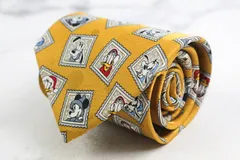 ディズニー ブランド ネクタイ ミッキー プルート ドナルドダック キャラ PO メンズ イエロー Disney 【中古】