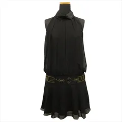 グレースコンチネンタル GRACE CONTINENTAL シルク ミニ ワンピース チュニック ドレス ビーズ ビジュー 36 黒 ブラック レディース