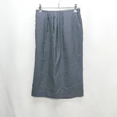 ◇ Θ WORK TRIP OUTFITS スリット加工 タック入り ウエストゴム 膝上丈 タイト スカート サイズS ネイビー レディース E  【1410100026821】