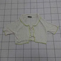 ◇ ⊂ w closet ダブルクローゼット 透かし編み 半袖 ニット カーディガン サイズF ホワイト系 レディース E  【1508270014523】