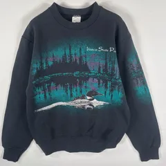 古着 90's/90年代 フルーツオブザルーム FRUIT OF THE LOOM USA製 スウェット アニマルプリント クルーネック S  ブラック系 メンズ