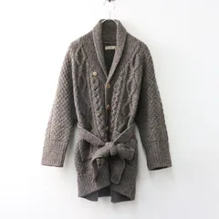 ネストローブ nest Robe ペルーニット ケーブルカーディガン/ブラウン 羽織り 上着 前開き 長袖 ウール【2400014495300】