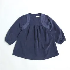 韓国子供服 BACKボタンネイビーコーデュロイワンピース チュニック ミニワンピース 長袖 秋冬 キッズ ガールズ