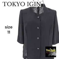 【美品】TOKYO IGIN トウキョウイギン フォーマル ジャケット 薄手 ブラック 七分袖 サイズ11R レディース