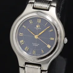 稼働 シチズン 電波ソーラー アテッサ A234-H08304 ネイビー文字盤 ラウンド チタニウム レディース腕時計 2000000 NSK OMI