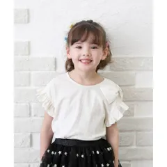 ☆ クリーム ☆ 130cm ☆ アイアムリボンT キッズ Tシャツ 半袖 女の子 カットソー 73042401 半袖Tシャツ 夏服 フリル リボン フリル袖 カジュアル フォーマル 可愛い おしゃれ かわいい オシャレ こども 女子 通園 通学 トップス