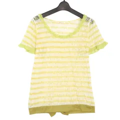 axes femme アクシーズファム 春夏 レース × ボーダー★ フリル 半袖 カットソー Sz.M レディース