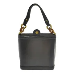 ungaro ウンガロ ゴールドチェーン カーフレザー 型押し ハンドバッグ/ブラック/レザーバッグ【♀】【B】【レディース】★■554509【中古】