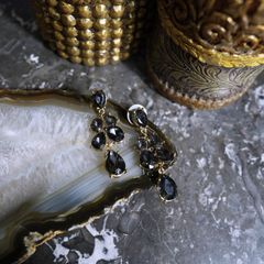 USA VINTAGE BLACK STONE SWING DESIGN EARRING/アメリカ古着ブラックストーンぶら下がりデザインピアス