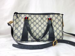 オールドグッチ GG柄 シェリーライン インターロッキングG ミニボストン ハンドバッグ ショルダーバッグ ネイビー GUCCI