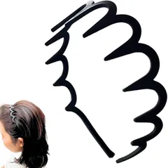 Chicer くし付きカチューシャ レディース メンズ兼用 痛くない ヘアバンド 髪留め 黒 洗顔 ヘアアクセサリー おしゃれ 可愛い ポリカーボネイト製 しっかり固定 ズレない(ブラック)