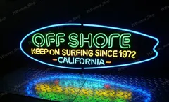 サーフブランド オフ・ショア ロングボード（カリフォルニア）ネオンサイン