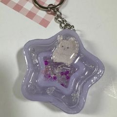 【ハンドメイド】チンチラシャカシャカキーホルダ(パープル)
