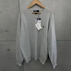 未使用タグ付き Polo by Ralph Lauren ポロ バイ ラルフローレン 希少 Lサイズ アイスグレー ポニーロゴ プルオーバー Vネックニット セーター 90s オールド old