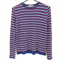 【美品】カステルバジャック セーター ブルー×白×レッド ボーダー ウール混  レディース 40(M) ゴルフウェア CASTELBAJAC