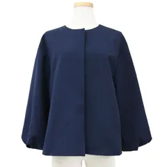 美品 ADORE アドーア ジャケット ネイビー 紺 38(M) 24春夏 クリアジョーゼット ノーカラージャケット 長袖 ボリュームスリーブ テントライン 日本製 アウター ブルゾン【レディース】のサムネイル