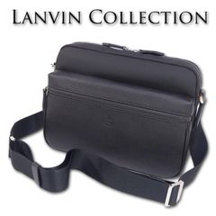 ランバンコレクション LANVIN COLLECTION 牛革使い ショルダーバッグ エクラ メンズ ブラック 黒 日本製 定価29,700円 撥水 レザー ラバー