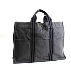 エルメス フールトゥMM キャンバス トートバッグ グレー 中古 ABランク