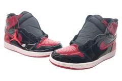 ナイキ NIKE 21年製 AIR JORDAN 1 RETRO HIGH OG PATENT BRED エア ジョーダン レトロ ハイ パテント ブレッド 赤 黒 555088-063 メンズ靴 スニーカー ブラック 27.5cm 104-shoes108
