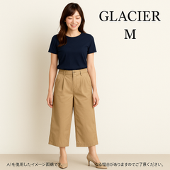 AB0495 GLACIER ベージュ ワイドパンツ Mサイズ コットン100% ゆったりシルエット 春 夏