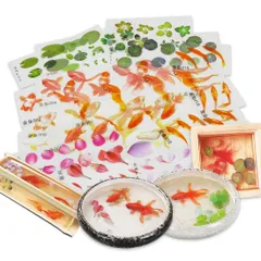 【在庫セール】花びら 桜 浮草 水草 和風金魚鉢 夏 金魚イラスト シート フィルム 封入素材 レジン