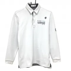ルコックゴルフ 長袖ポロシャツ 白 ロゴネイビー 厚手 メンズ M ゴルフウェア 2023年モデル le coq sportif