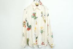 キャバン M BLOOMIN&#039; ART シルクツイル レギュラーカラーシャツ 定価49,500円 花柄 ボタニカル メンズ シルク 白 ホワイト CABaN 8915b