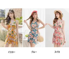 新品 レディース 女性 水着 おしゃれ ビキニ ワンピース水着 花柄 スイムウェア 体型カバー ビーチウェア 水泳服 カップ付き リゾート スイミングウェア 20代 kkkcwuのサムネイル