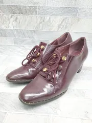 ◇ Θ RANDA ランダ スクエアトゥ レースアップシューズ サイズL レッド系 レディース P  【1409090025495】