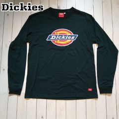 ディッキーズ Dickies Tシャツ カットソー 長袖 クルーネック 薄手 プリント L 緑 ダークグリーン トップス