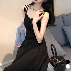 韓国風 キャミワンピース レディース 夏 セクシーワンピース ハイウエストワンピース 細見え Aライン 膝丈ワンピース きれいめ ノースリーブ ワンピース 黒 着やせ キャミワンピ 低身長 インナーワンピース カジュアル 重ね着 2YIGULI-013