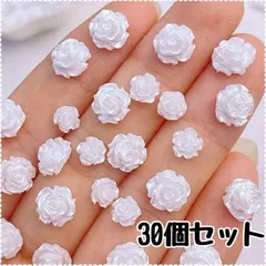 ネイルパーツ　ネイル　パーツ　ホワイト　バラ　薔薇　ローズ　30個