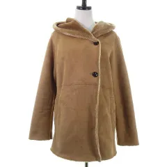 アーバンリサーチ ドアーズ URBAN RESEARCH DOORS ムートンコート フェイクムートン 長袖 フード ミドル丈 フェイクスエード 厚手 無地 ONE ベージュ アウター /NA
