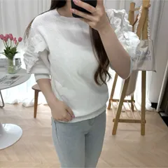 【TREFLE+1】　新品 未使用 トレフルプラスワン ホイップニット 半袖 ホワイト 白 お洒落 可愛い 春 夏