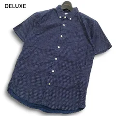 DELUXE デラックス 春夏★ 小紋柄 ドット ボタンダウン 半袖 シャツ Sz.M メンズ 紺 ネイビー 日本製のサムネイル
