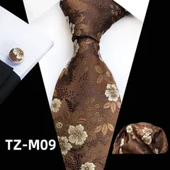 ネクタイ　チーフ　カフス　3点セット 結婚式　発表会　七五三祝い　ビジネス　パーティー　イベント　ダンスパーティー　成人式　父の日　スーツ　ワイシャツ　小物 メンズネクタイ ポケットチーフ カフスボタン 3点 セット　ブラウン色　茶色　シルバー色　銀色　花柄