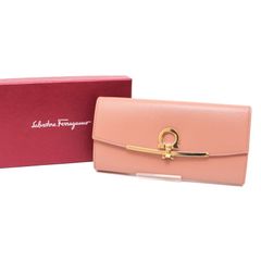 サルヴァトーレフェラガモ ガンチーニ GANCINI 長財布 ロングウォレット long wallet レザー 本革 ピンク Salvatore Ferragamo