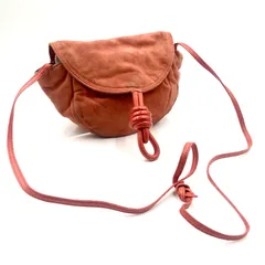 ■希少■LOEWE ロエベ　結び目タッセル　ポシェット　ショルダーバッグ　斜めがけ　クロスボディ　スエード×レザー　オレンジ系　スペイン製　レディース　オールドロエベ