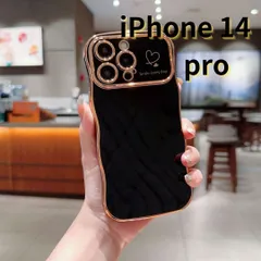 【SHOPS】iPhone14 pro スマホケース 黒 金 なみなみ ハート 軽量 おしゃれ かわいい E043