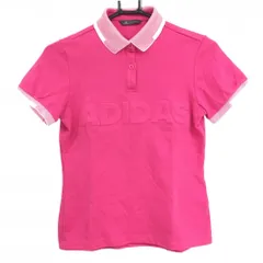 ★値下げ★アディダス 半袖ポロシャツ ピンク×白 立体ロゴ レディース M ゴルフウェア adidas