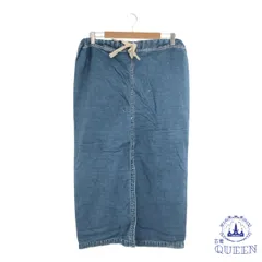 【訳アリ】 スカート ロングスカート デニム タイト 紐付き ウエストゴム くるぶし丈 レディース ブルー M 901-7766 送料無料 古着