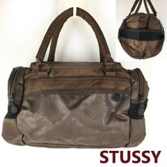 超SALE』STUSSY/ステューシー　中大型　ボストンバッグ/ドラムバッグ　ダークブラウン/焦げ茶　薄い幾何学柄　gym traveling club bag/管NO.yB15-39 #BUZZBERG