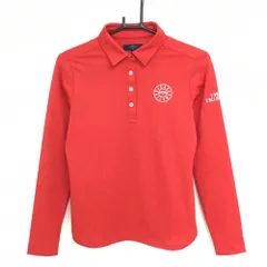 【超美品】キャロウェイ 長袖ポロシャツ レッド 総柄織生地 レディース M ゴルフウェア Callaway