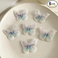 【在庫処分】YANHUILAY 蝶 ヘアクリップ ヘアピン【6本セット】レース 蝶 可愛い 閃光を放つ 髪飾り 髪留め おしゃれ 人気 ヘアアクセサリー パーティー 発表会 誕生日 結婚式 レディース