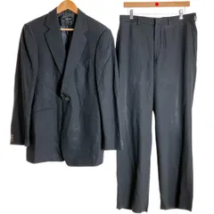 ATK1 GIORGIO ARMANI ジョルジオアルマーニ ③ スーツ 上下 セットアップ 背広 シングル 黒系 縦細線 薄手 夏向き メンズ M-Lサイズ 紳士服