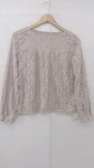 ◇ ◎ ●美品● SM2 サマンサ モスモス 総レース シアー 抜け感 長袖 ブラウス カットソー サイズF ベージュ レディース P  【1307040003343】